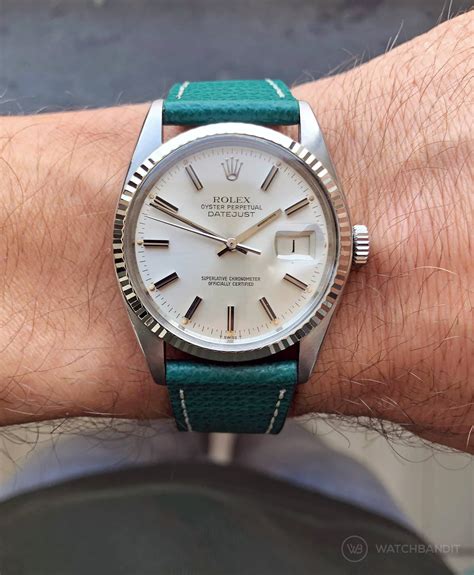 rolex datejust blue leather strap